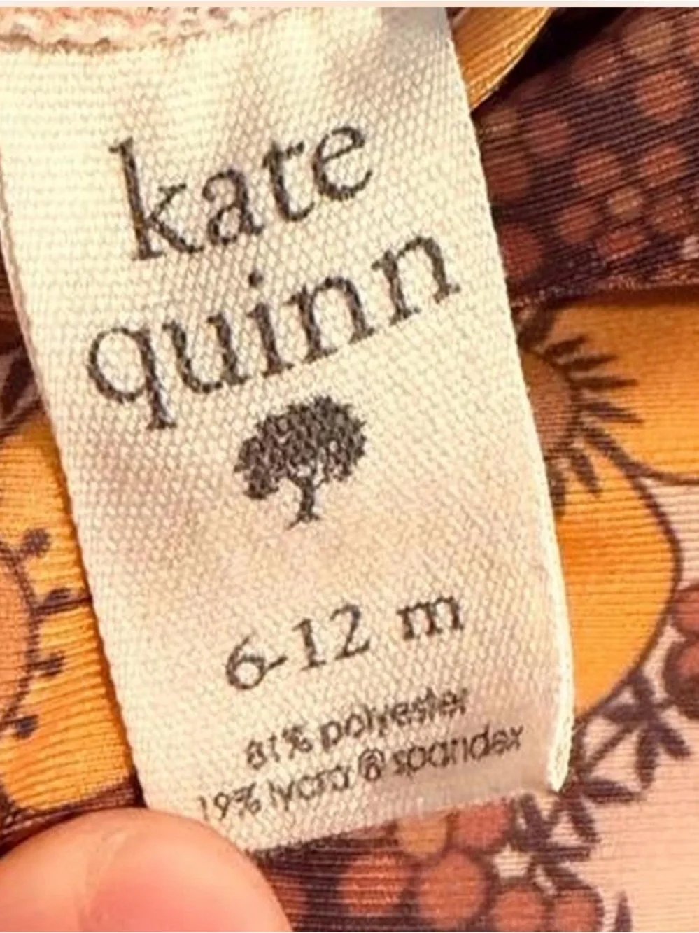 Kate Quinn Yellow & Brown Floral Flutter Sleeve One Piece Swimsuit | Size 6-12m